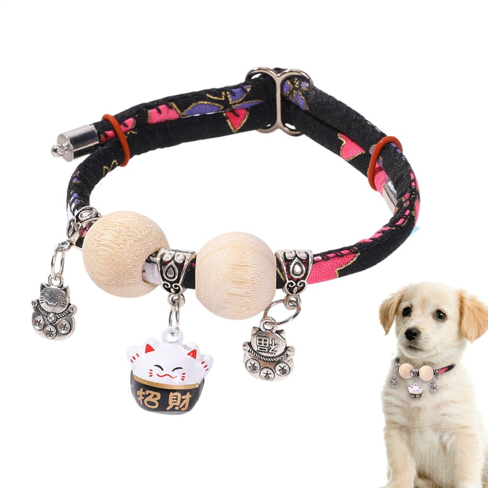 Kitten Collar - Bell Collar with Cedar Beads