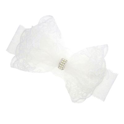 White Lace Bow Headband for Newborns