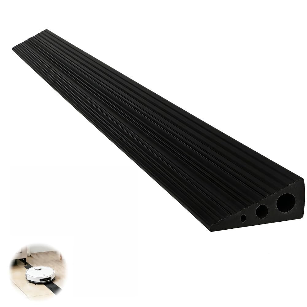 CUTIS Threshold Ramp, 90x8x2.5 cm, for Robot Vacuums, Strollers, Rollators, and E-Scooters (Black)