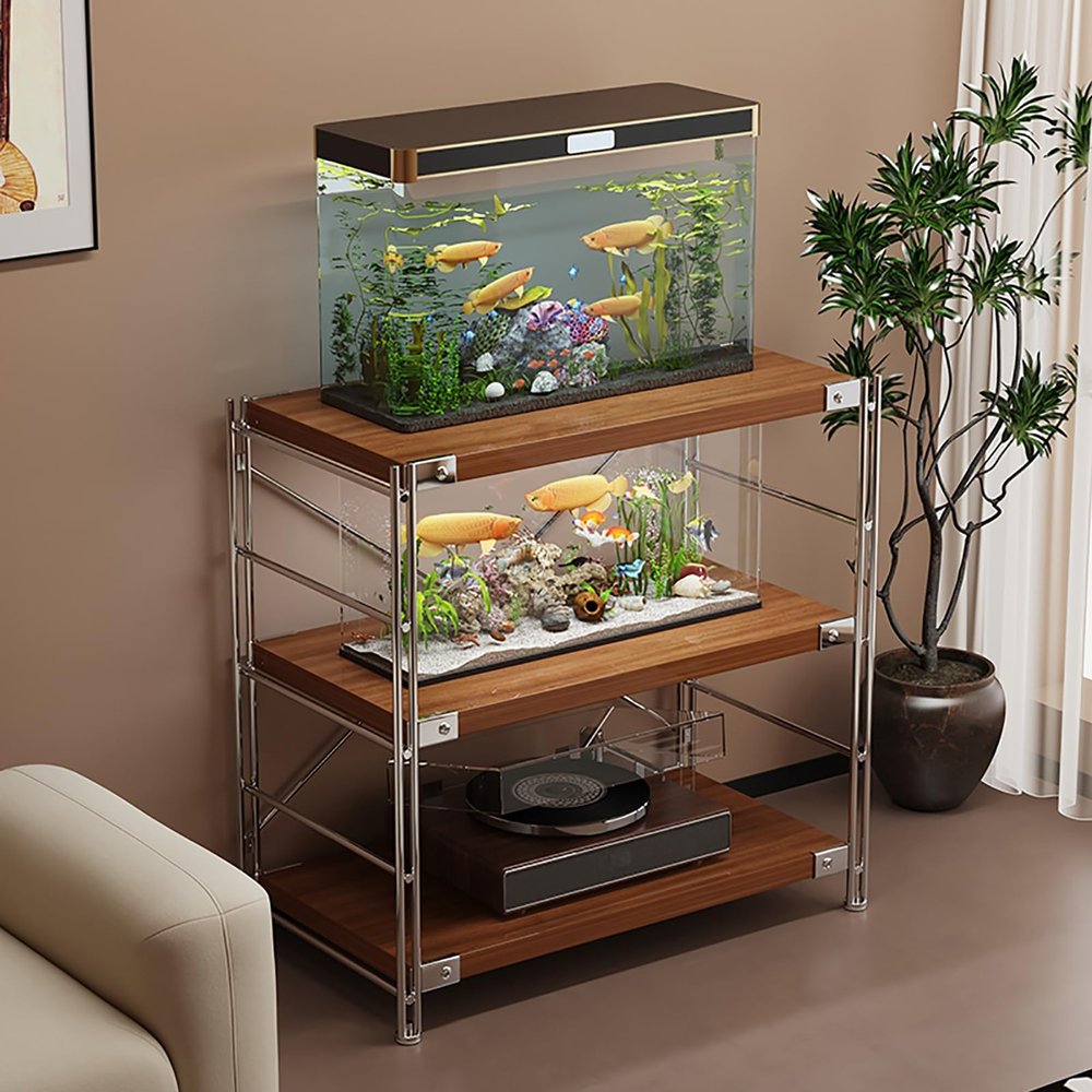 XRRJFY 3-Tier Aquarium Stand, Adjustable Shelves, 100 x 40 x 70 cm / 39 x 16 x 28 in