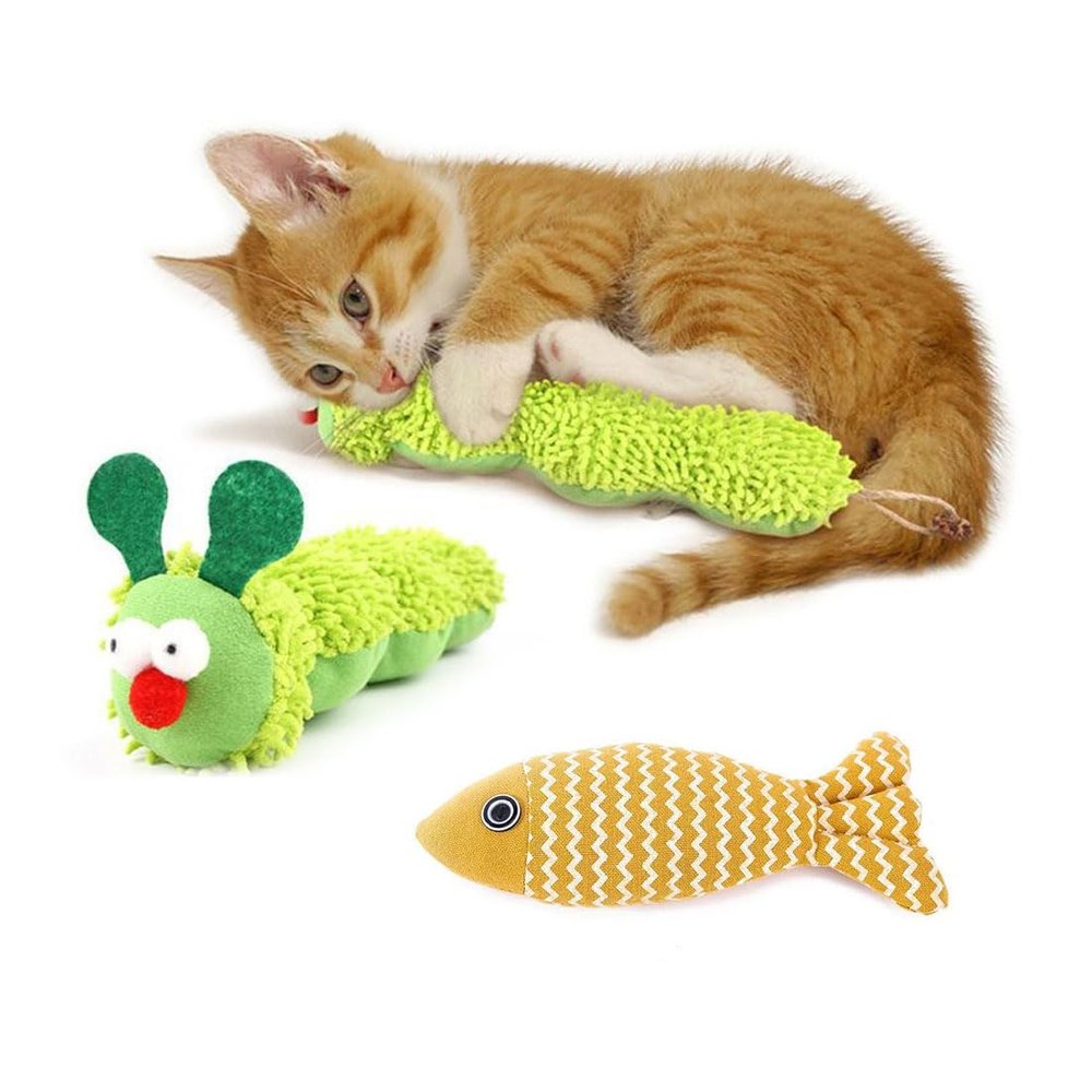 ZWWOGE Caterpillar Catnip Toys, Interactive Caterpillar and Carrot Cat Toy Set