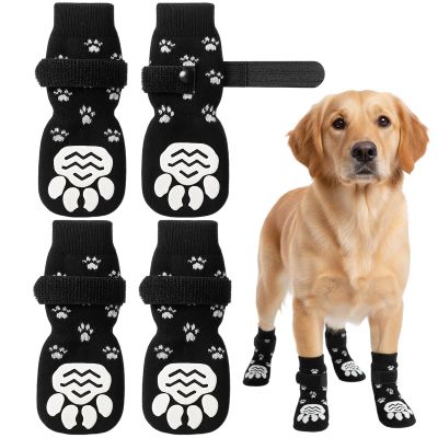 GakQll 2 Pairs Double-Sided Anti-Slip Dog Socks with Adjustable Straps - Soft Paw Protection for Indoor Use (Size M)