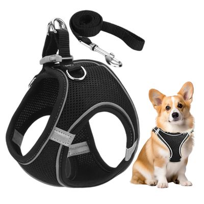 ATBUSS Mesh Dog Harness with Leash, Adjustable and Reflective