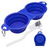 ATBUSS Foldable Double Pet Bowl with Hanging Buckle and Bowl Brush view 1