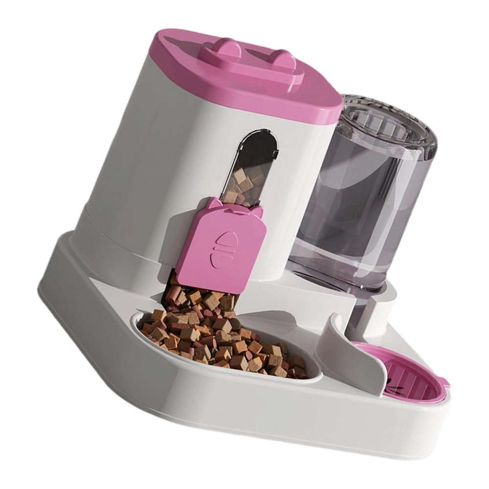 Self-Replenishing Pet Feeder and Waterer, 2 L Food Storage and 1 L Drinking Fountain