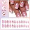 Viugex 24-Piece French Press-On Nails, Short Square, Pink Peach Blossom Design view 2