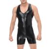 EQWIGKEIT Men's Latex Wetlook Slim-Fit Tank Top view 1