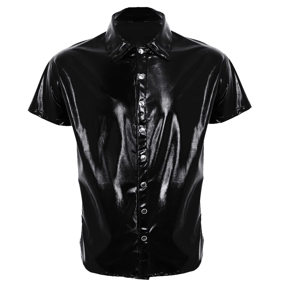 Men's Sexy Latex Slim-Fit Tank Top