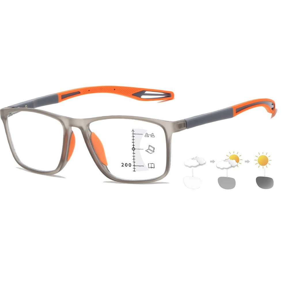 Generic Reading Glasses for Men and Women, Sporty Blue-Light-Blocking TR90 Frame, Lightweight and Comfortable (Gray/Orange, 2.5x)