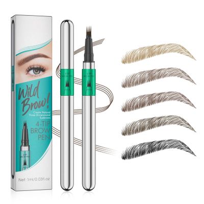 Waterproof Microblading Eyebrow Pencil with 4-Prong Tip, Light Brown