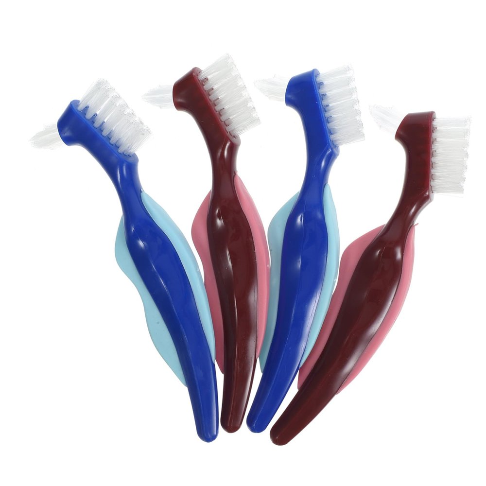 Beatifufu 4-Pack Denture Brushes with Soft Nylon Bristles and PP Handles, Assorted Colors