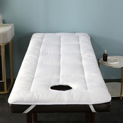LDLCYCN White 60 × 185 cm Spa Massage Table Pad with Face Hole
