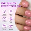 Viugex 24-Piece Short Square Press-On Nails, Peach Pink French Tip view 2