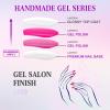 Viugex 24-Piece Short Square Press-On Nails, Peach Pink French Tip view 4