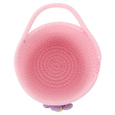 MUCKLILY Decorative Cotton Rope Basket, Pink, Compact Table Organizer