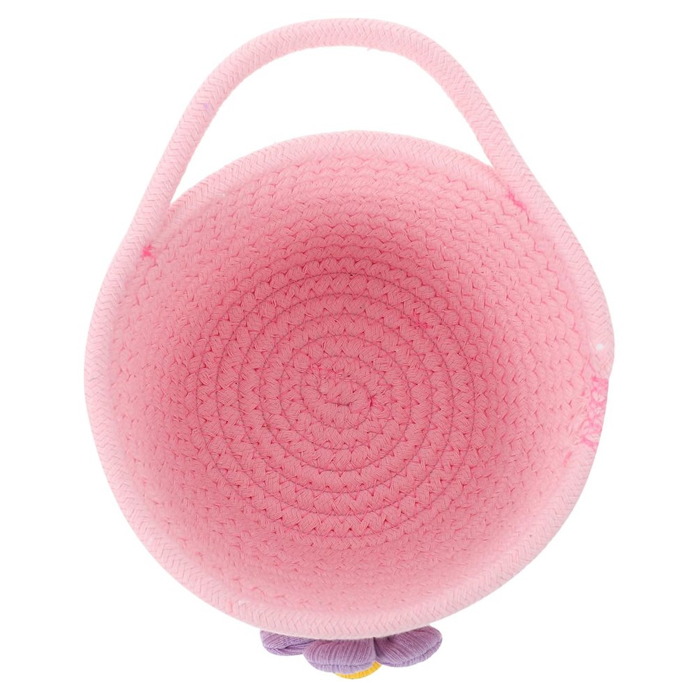 MUCKLILY Decorative Cotton Rope Basket, Pink, Compact Table Organizer