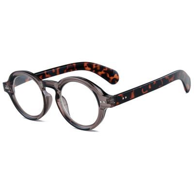 ALKAHE Round Reading Glasses for Men and Women, 2.5 Magnification, Gray Tortoiseshell Frame