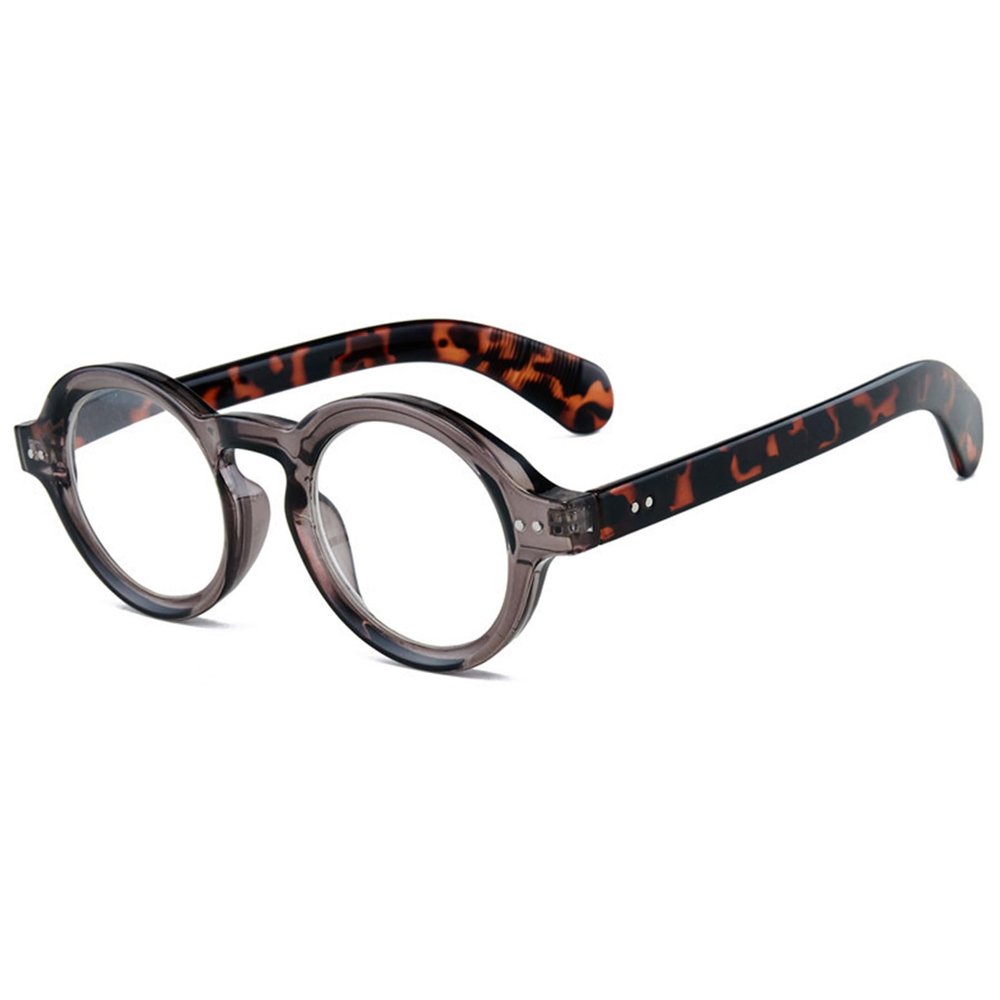 ALKAHE Round Reading Glasses for Men and Women, 2.5 Magnification, Gray Tortoiseshell Frame