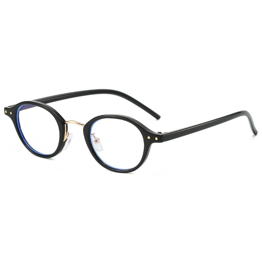 ALKAHE Classic Oval Reading Glasses with Blue-Light Filter, Black Frame, +1.5