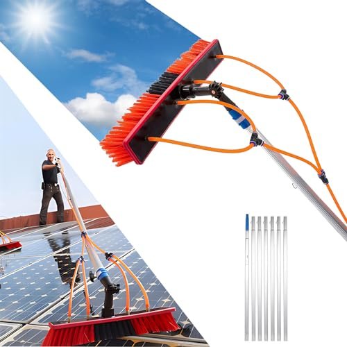 Water-Fed Telescopic Window Cleaning Pole Set with Brush