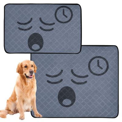 2-Piece Reusable Dog Pee Pad Set, Non-Slip Mats for Cars and Airplanes, 24 x 36 in + 36 x 42 in, Modern Clock Design