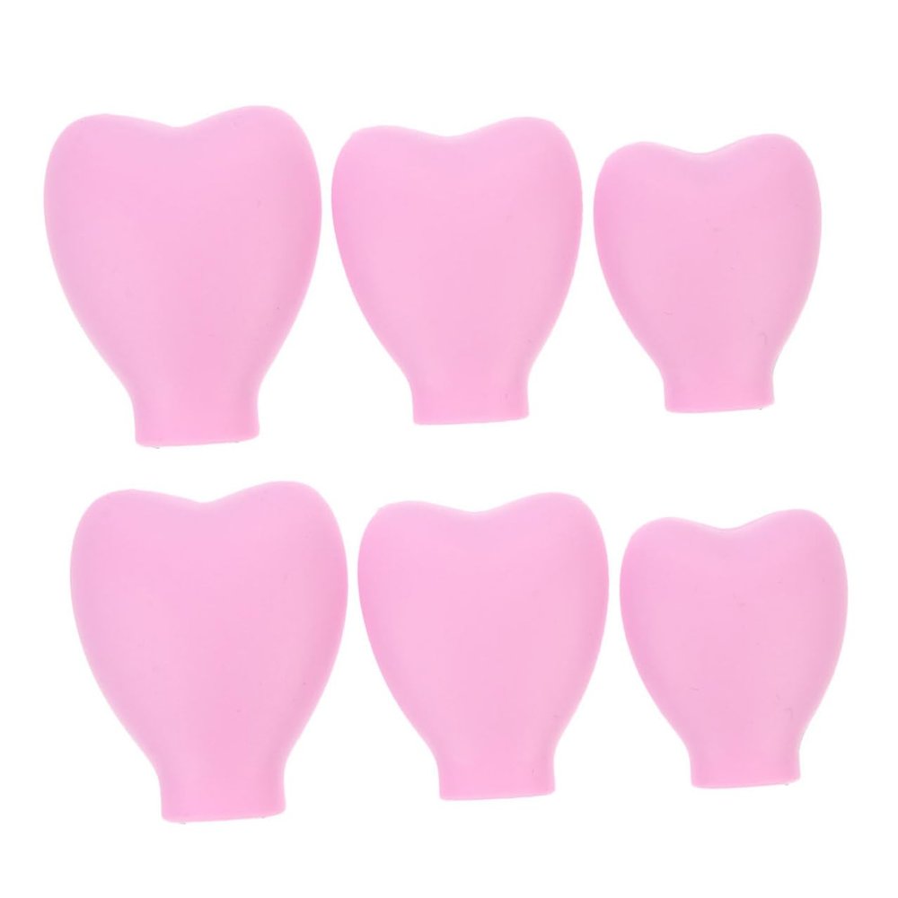 COLLBATH 6-Piece Silicone Makeup Brush Covers, Dustproof Bristle Protectors, Pink