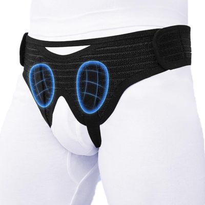 ZHAOBEIK Inguinal Hernia Belt for Men and Women, Adjustable Hernia Support Belt with 4 Removable Compression Pads (Black, L)