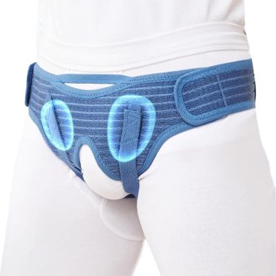 ZHAOBEIK Inguinal Hernia Belt for Men and Women, Comfortable, Adjustable, with 4 Removable Compression Pads (Blue, M)