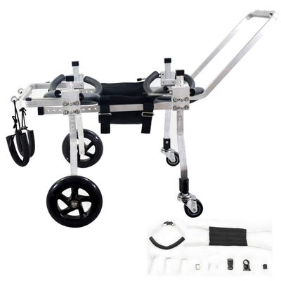 Adjustable 4-Wheel Dog Wheelchair for Disabled Dogs, Front and Rear Legs, Small to Medium Dogs, with Harness, 125 kg