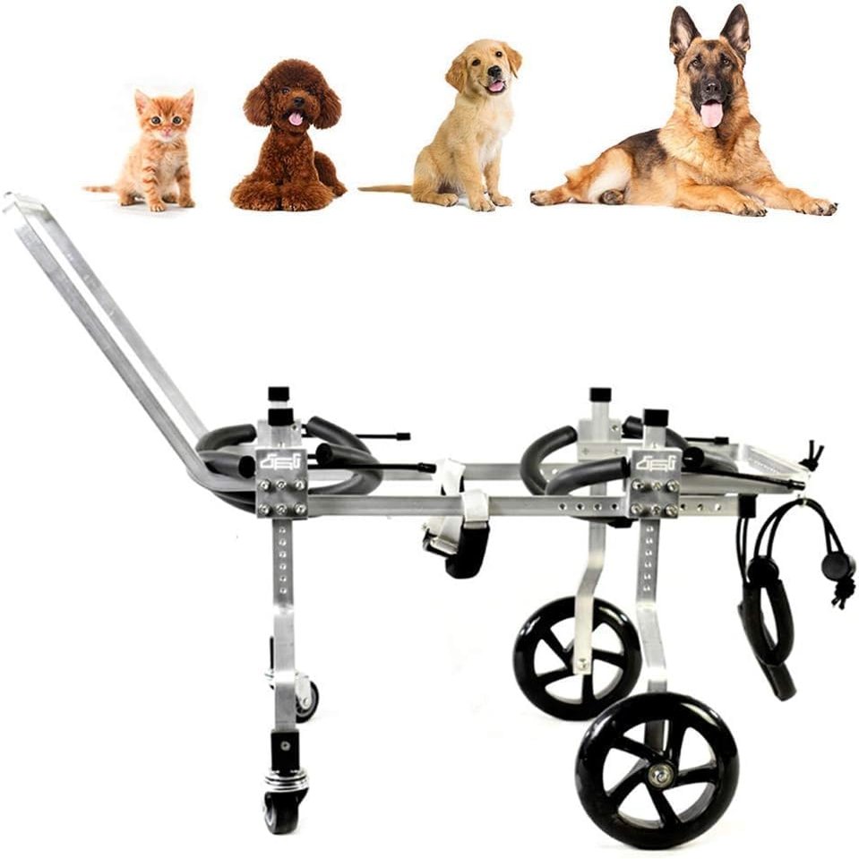 Adjustable Four-Wheel Dog Wheelchair for Front and Hind Leg Rehabilitation
