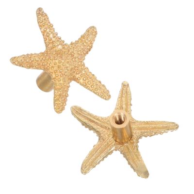 Uonlytech 2-Piece Brass Children's Cabinet Knobs, Nautical Star Design, Child-Friendly and Easy to Install