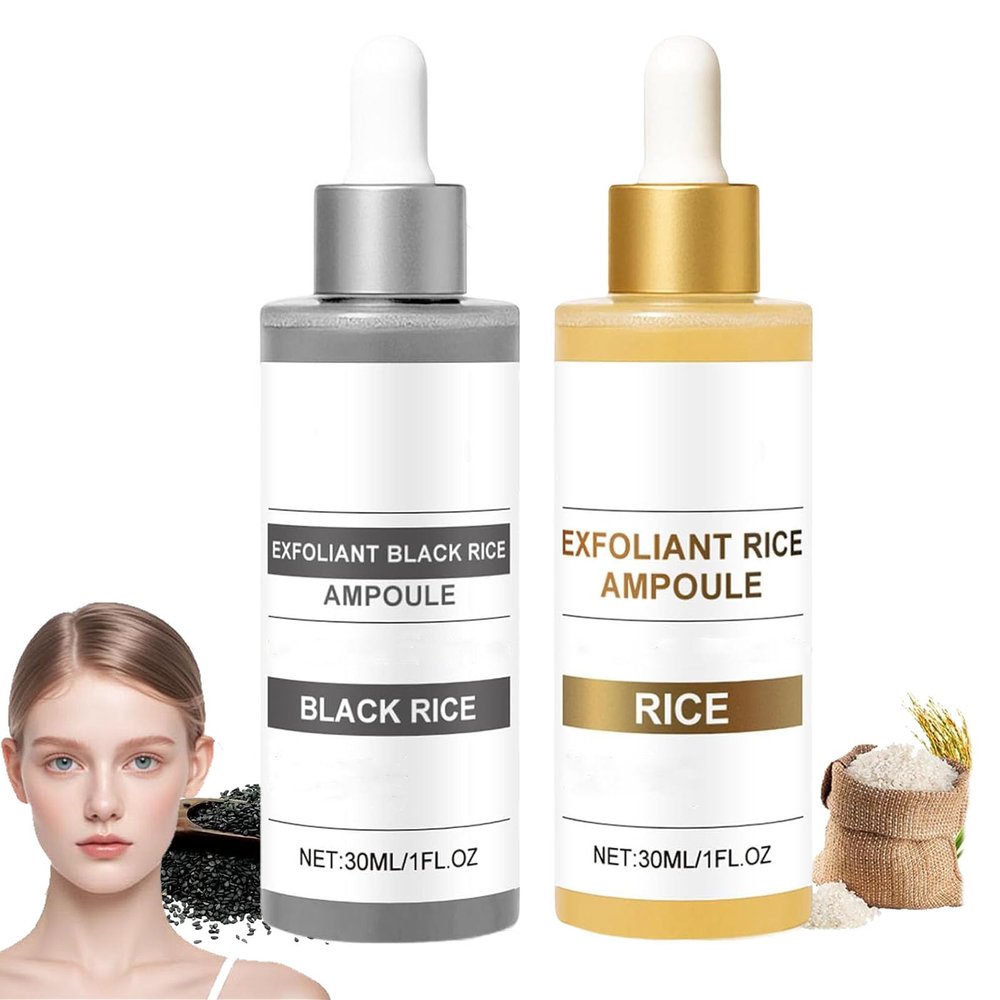Black Rice Ampoule & White Rice Peeling Serum, Facial Exfoliator (1 Set)