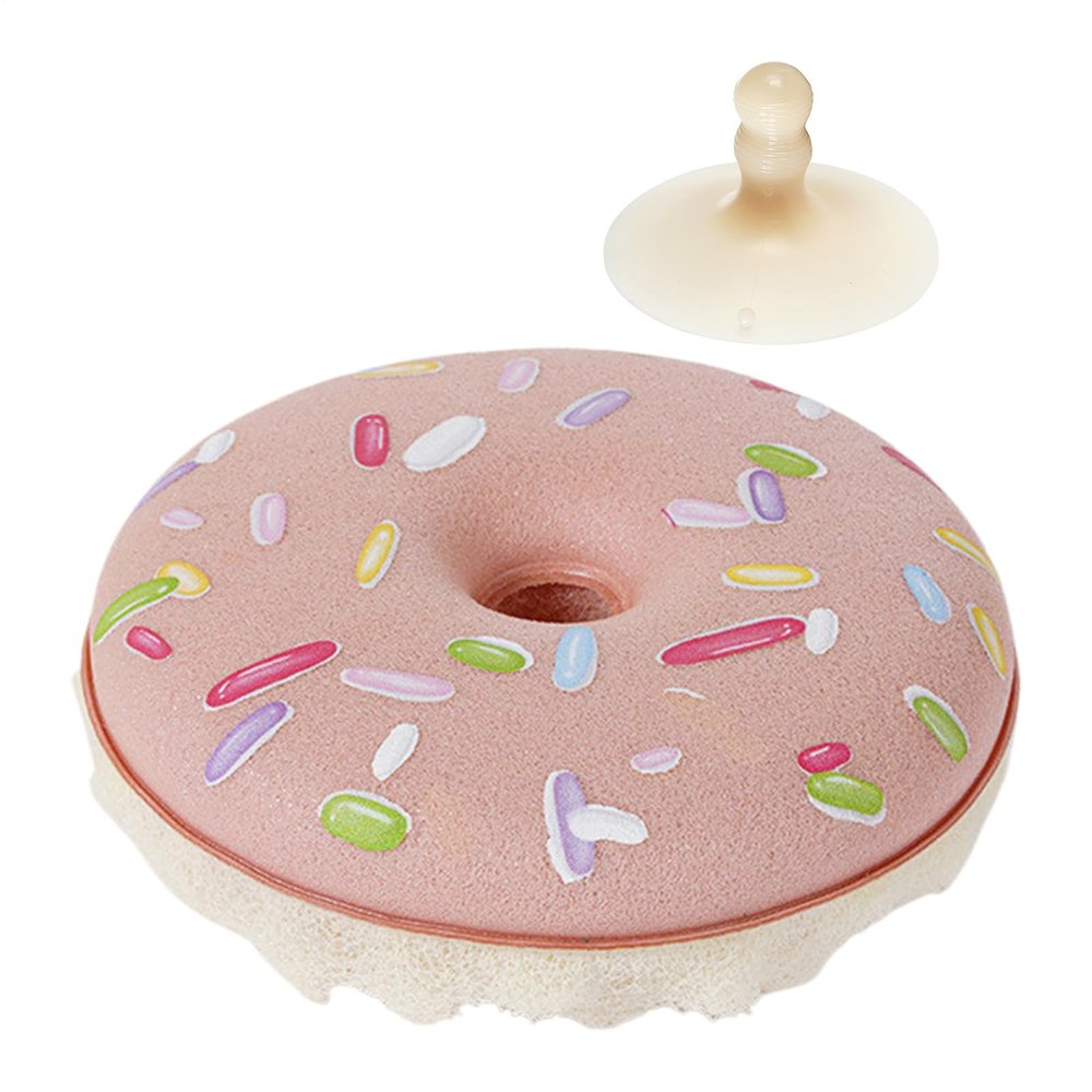 Round Cartoon Cleaning Sponge with Suction Cup