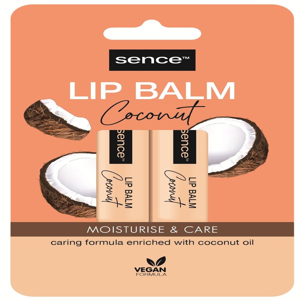 Coconut Lip Balm Stick, Vegan, 2 x 4.3 g