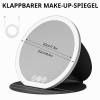 Folding Makeup Mirror with LED Lights, PU Leather, USB, Black view 2