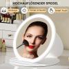 Folding Makeup Mirror with LED Lights, PU Leather, USB, Black view 3