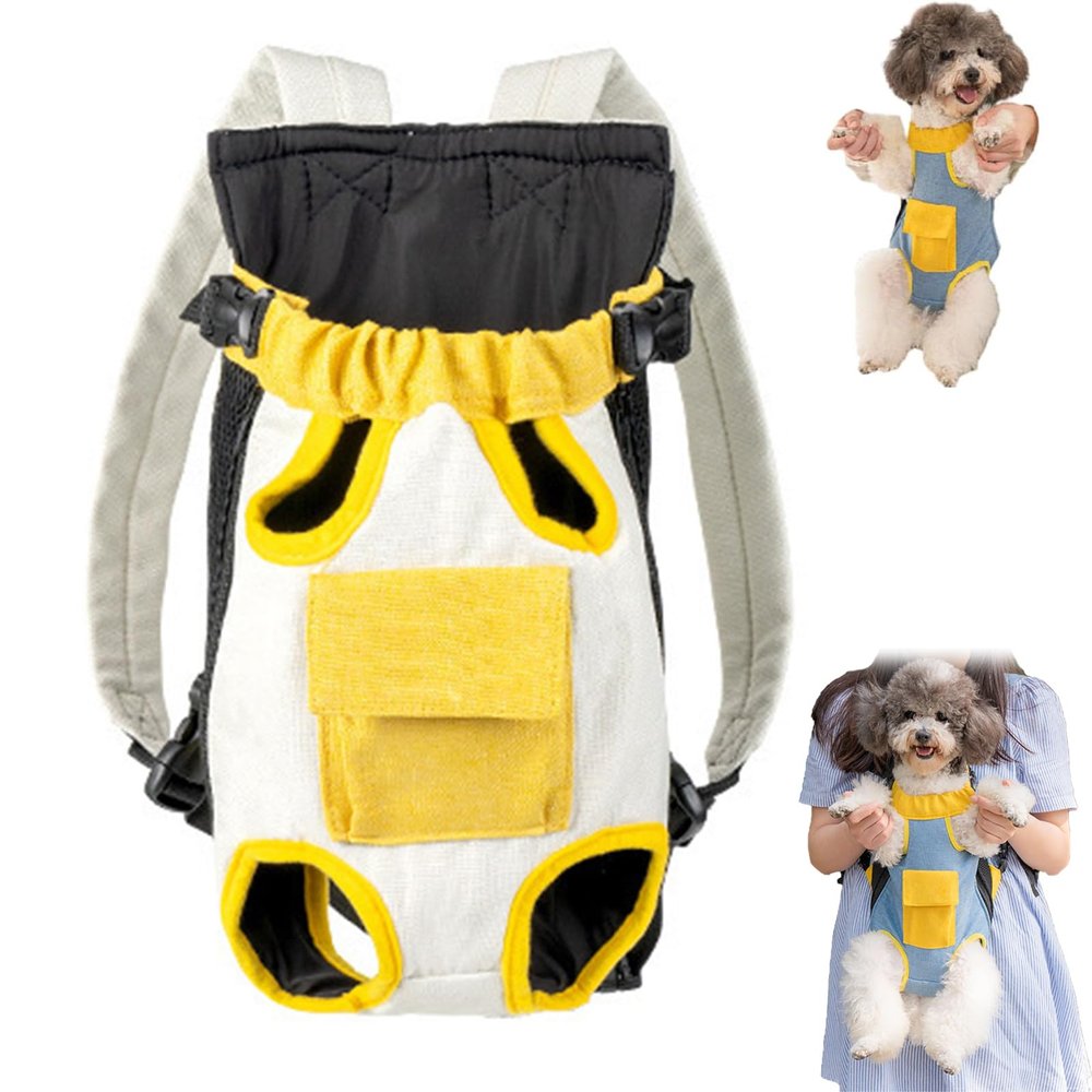 Donoyoyo Cat Backpack, Adjustable Legs-Out Pet Carrier for Small Dogs and Cats, Yellow, XL