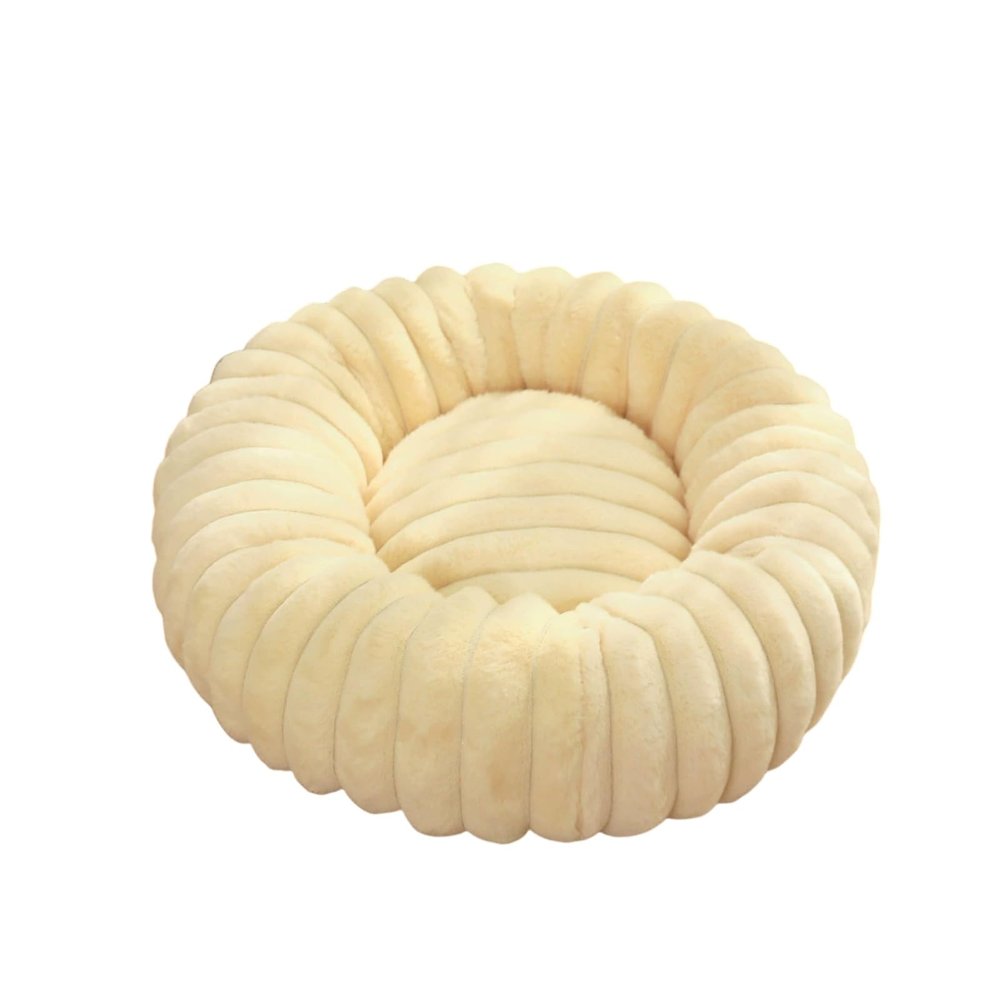 Mateju Fluffy Donut Dog Bed, Cream Yellow, 70 cm