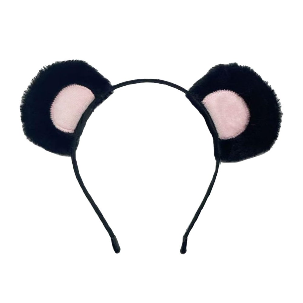 Cute Brown Bear-Ear Headband, Fluffy Animal-Ear Hairband for Makeup, Washing, Cosplay, Halloween Costume, Adult Women (F, One Size)