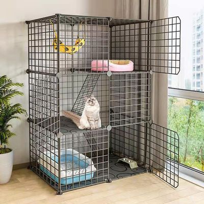 Indoor Pet Playpen, Removable Enclosure with Doors for Small Animals