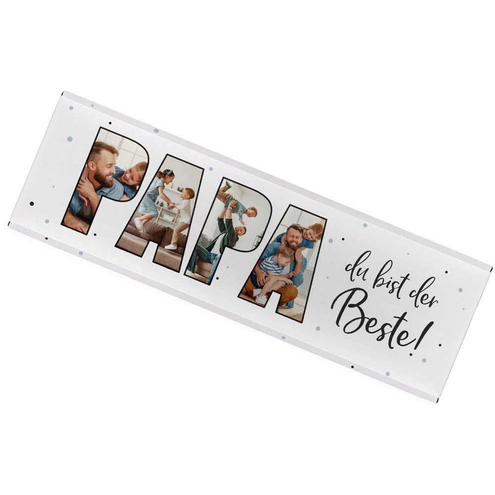 Herz & Heim XXL Personalized Photo Chocolate Gift for Mom, Dad, Grandma, Grandpa, Aunt, or Uncle, 300 g (Dad)