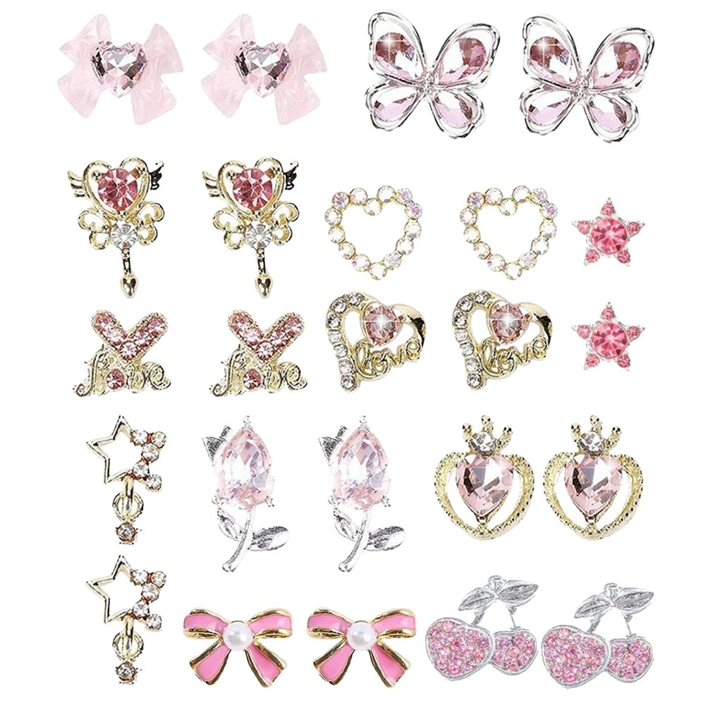 3D Nail Decorations with Rhinestones