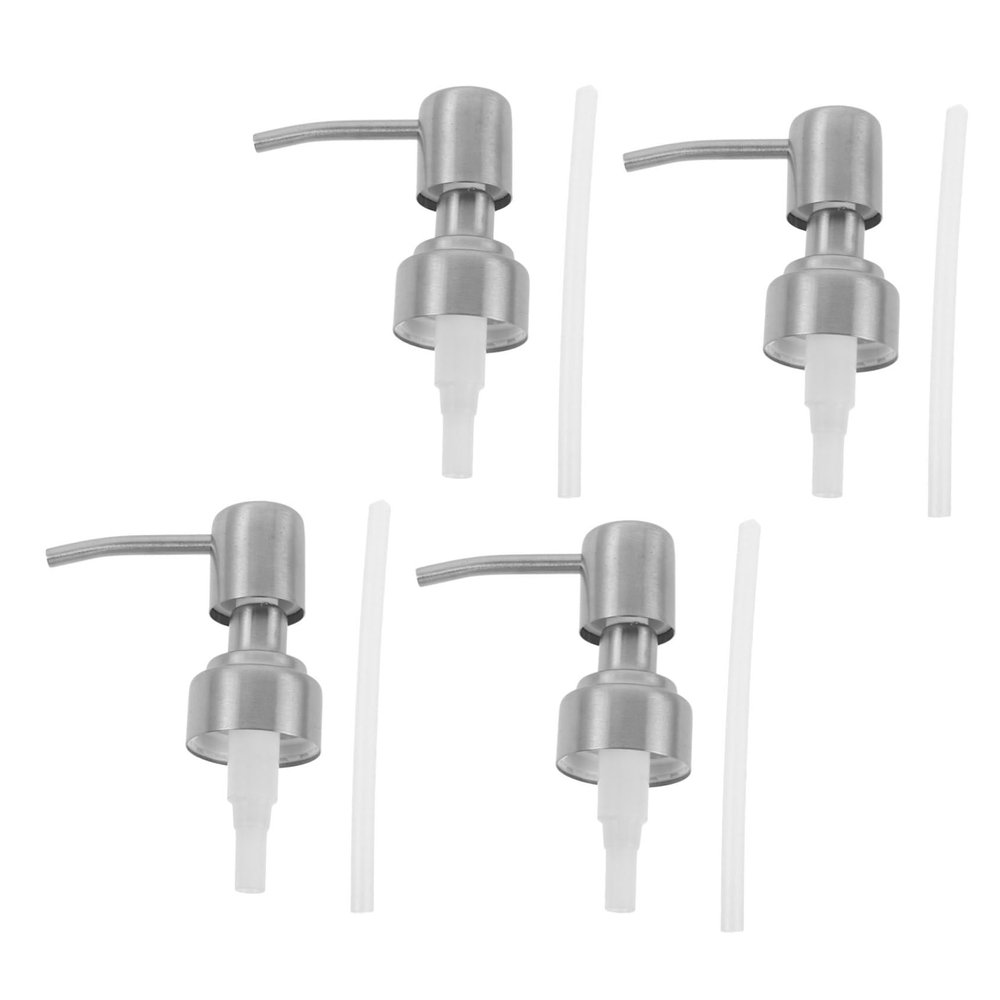 Stainless Steel Lotion Bottle Replacement Pump Heads, 4-Pack, Silver