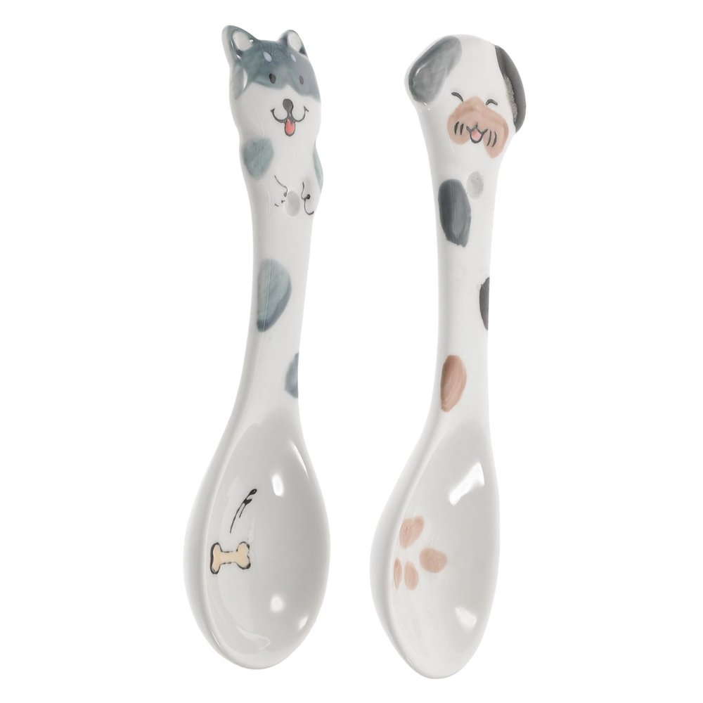 HAPINARY 2-Piece Ceramic Dog Food Spoons with Pattern