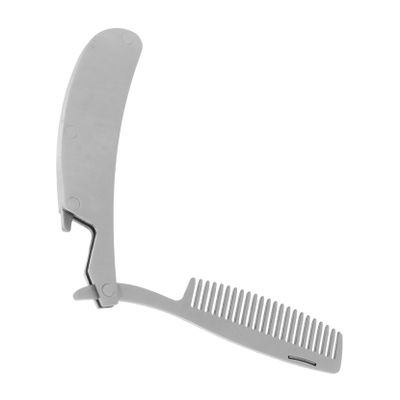 SOLUSTRE Stainless Steel Folding Comb for Men, Silver