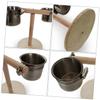 ibasenice Stainless Steel Parrot Playground with Silver Hanging Bridge Set view 3