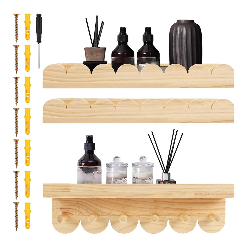 Generic Floating Bookshelves, Space-Saving Decor, 3-Piece Organization