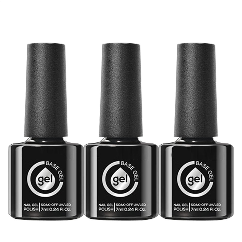 Gel Base Coat, UV/LED Curing Required, Soak-Off, 3-Piece Set
