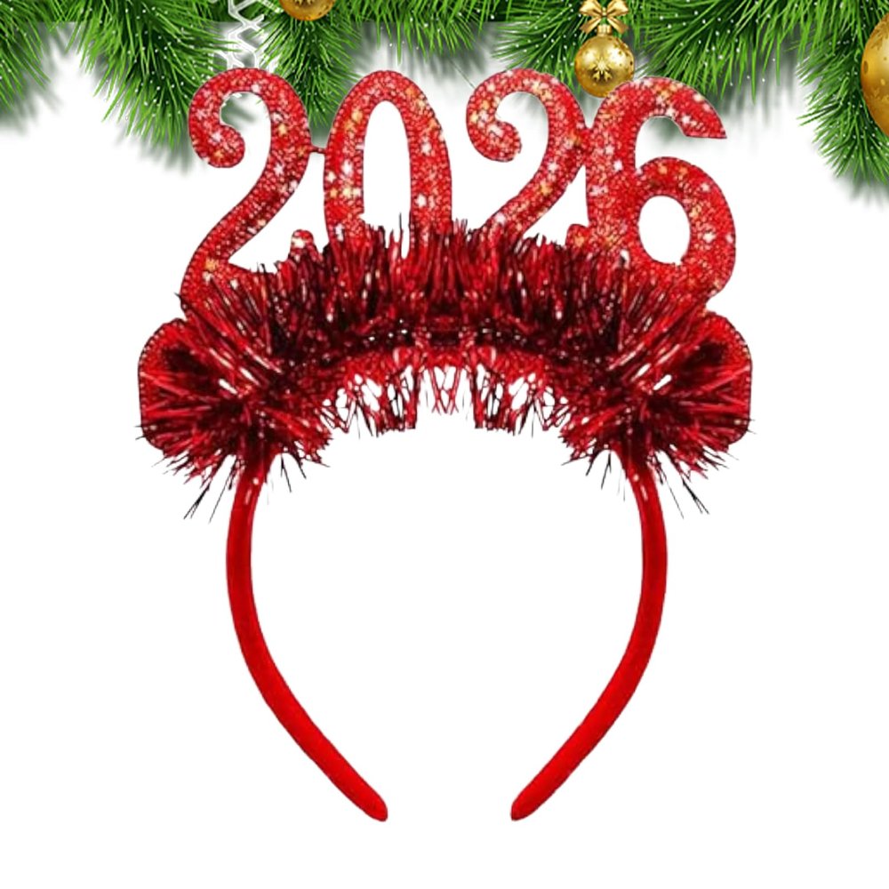 2026 Happy New Year Sequin Tassel Headband