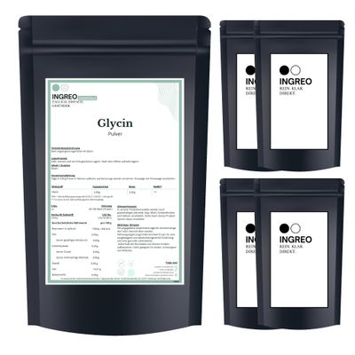 5 kg (5 x 1 kg) 100% Pure Glycine Powder, No Additives | For Sleep, Recovery & Nerves | Packaged in Hamburg